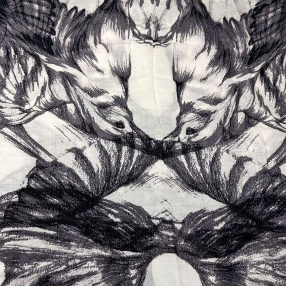 Theodora & Callum Caftan Dress One Size Beach Cover-Up Bird Printed Fringe Boho - Picture 9 of 10